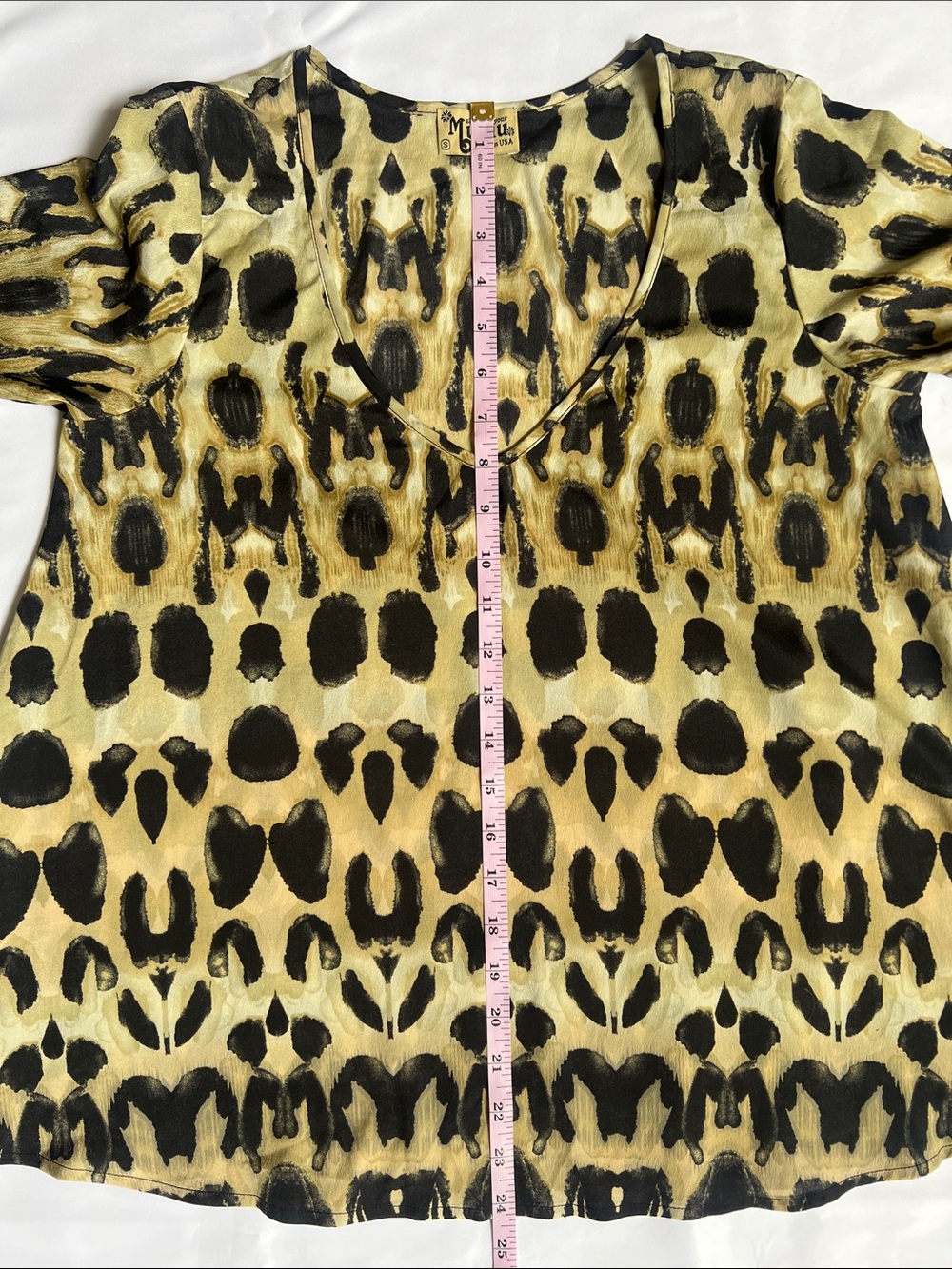 Show Me Your‎ Mumu Tan/Black Bell Sleeve Blouse Maximalist Concert Statement - Picture 5 of 9